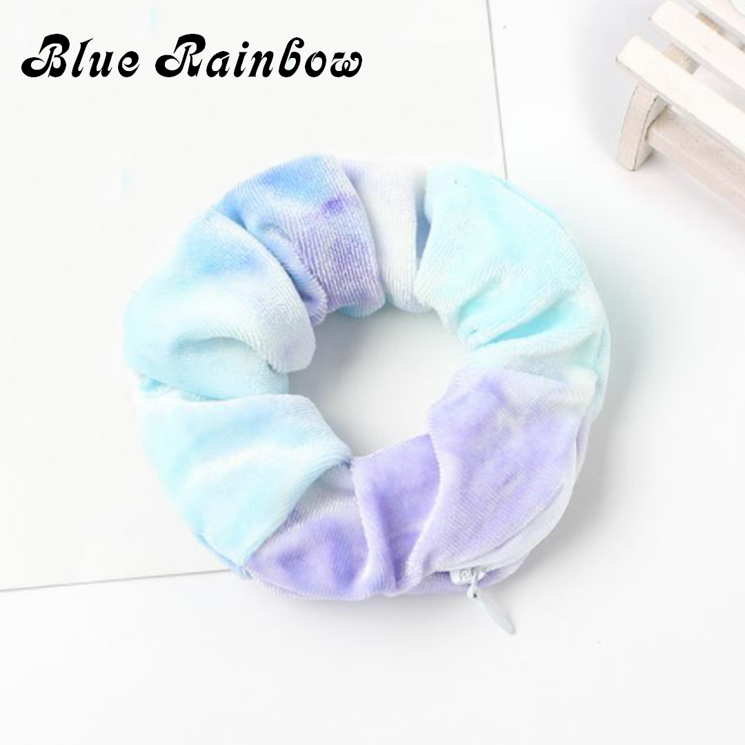 Stashy Scrunchie - Blue Rainbow